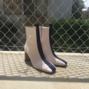 Cream leather mod 🌟 boots w racing stripe 💥